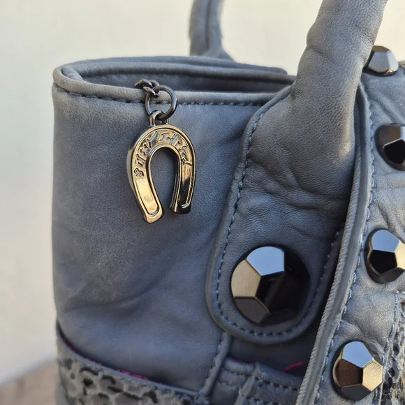 BETSEY JOHNSON VINTAGE LEATHER 'BUTTERFLY BLING' SATCHEL - Picture 5 of 12